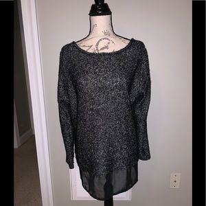 Cato Black & White Shimmery Sweater with Sheer Hem